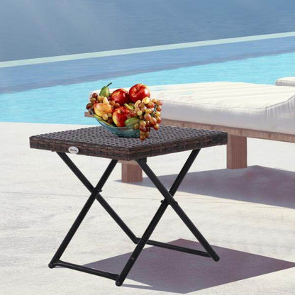 Gartentisch Beistelltisch klappbar Polyrattan + Metall Braun 40 x 40 x 40 cm - Palo24