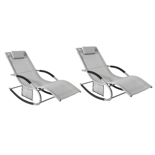 2-er Set Gartenliege | Sonnenliege mit Tasche | Liegestuhl Grau | OGS28-HGx2 - Palo24