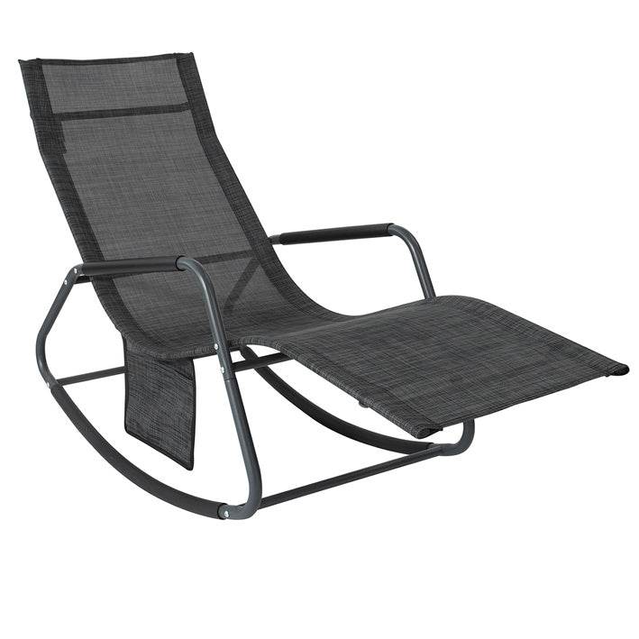 Gartenliege | Sonnenliege mit Tasche | Schaukelliege Schwarz/Grau | OGS47-MS - Palo24