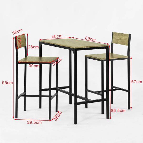 Bartisch mit 2 Hockern | Bartisch set | 3-teilig - Palo24