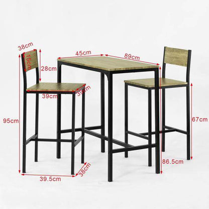 Bartisch mit 2 Hockern | Bartisch set | 3-teilig - Palo24
