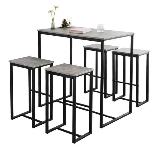 Bartisch mit 4 Hockern | Bartisch set | Stehtisch | 5-teilig | grau | OGT15-HG - Palo24