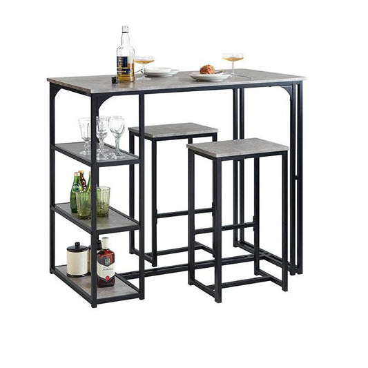 Bartisch Mit 2 Stühlen | Bartisch Set | 3-Teilig | Esstisch | Hellgrau - Palo24