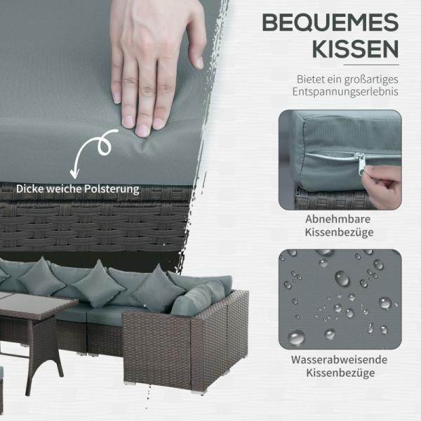 Polyrattan Sitzgarnitur 10 tlg. Sitzgruppe Gartenset Sofagarnitur - Palo24