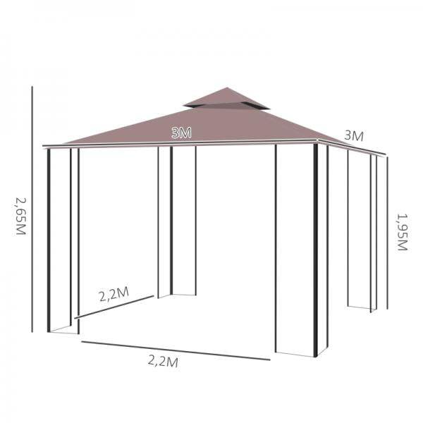 Pavillon Gartenpavillon Partyzelt Gartenzelt Festzelt Doppeldach 3x3m - Palo24