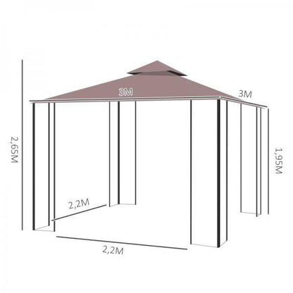 Pavillon Gartenpavillon Partyzelt Gartenzelt Festzelt Doppeldach 3x3m - Palo24