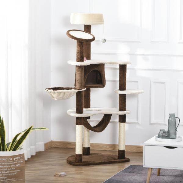 Katzenbaum Kletterbaum Kratzbaum Höhle Spielbaum Sisalsäulen Kaffeebraun - Palo24