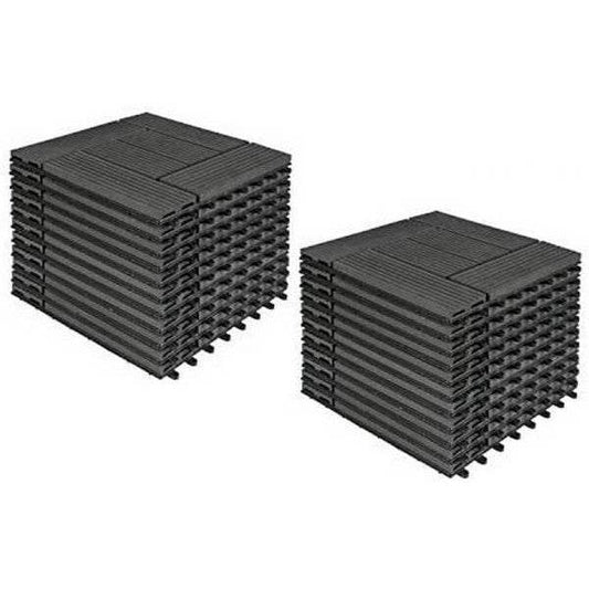 22er-Set WPC Terrassenfliese, Bodenbelag für Terrasse anthrazit - Palo24