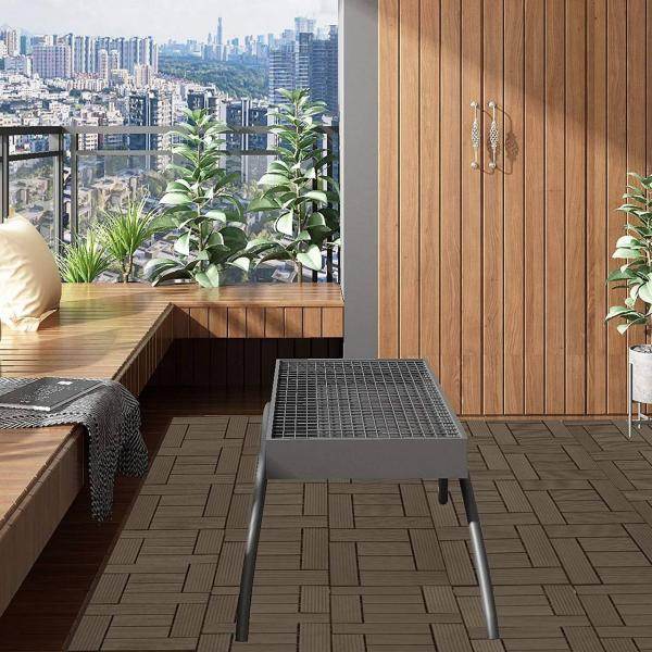 22er-Set WPC Terrassenfliese, Bodenbelag für Terrasse coffee - Palo24