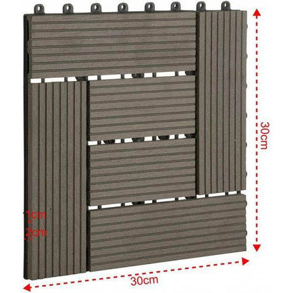 22er-Set WPC Terrassenfliese, Bodenbelag für Terrasse coffee - Palo24