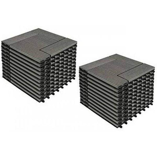 22er-Set WPC Terrassenfliese, Bodenbelag für Terrasse hellgrau - Palo24