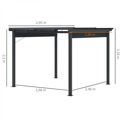 Pergola mit anpassbarem Verdeck Aluminium Grau+Schwarz 3 x 3 m - Palo24