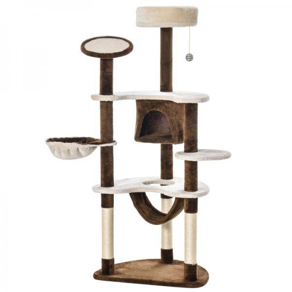 Katzenbaum Kletterbaum Kratzbaum Höhle Spielbaum Sisalsäulen Kaffeebraun - Palo24