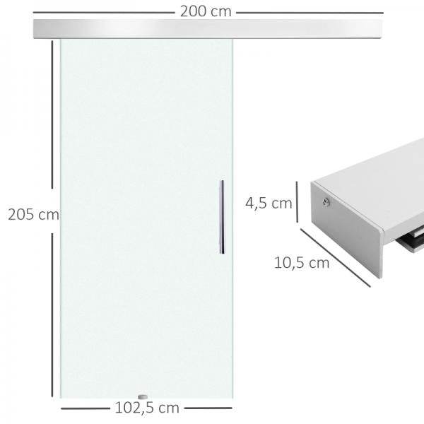 Glasschiebetür Schiebetür Tür Zimmertür mit Griffstange einseitig satiniert 102,5 x 205 cm - Palo24
