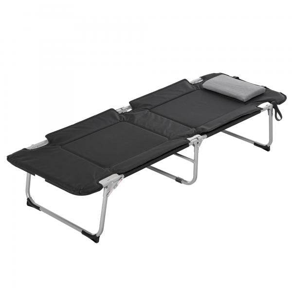 Campingbett Feldbett Klappbett mit Kissen Campingliege inkl. Tasche Schwarz - Palo24