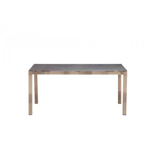 Rattan Dining Esstisch Gartentisch 140x90cm Spraystone natur - Palo24