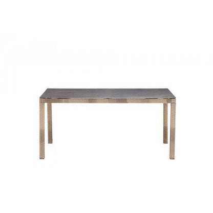 Rattan Dining Esstisch Gartentisch 140x90cm Spraystone natur - Palo24