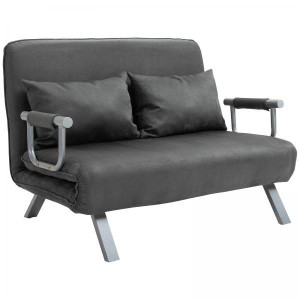 2er-Sofa mit Schlaffunktion, Schlafsofa mit Verstellbarer Rückenlehne Grau - Palo24