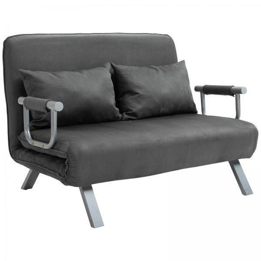 2er-Sofa mit Schlaffunktion, Schlafsofa mit Verstellbarer Rückenlehne Grau - Palo24