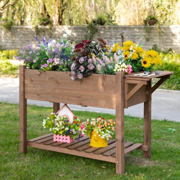 Hochbeet Pflanzkasten faltbare Ablage Blumenkasten braun - Palo24