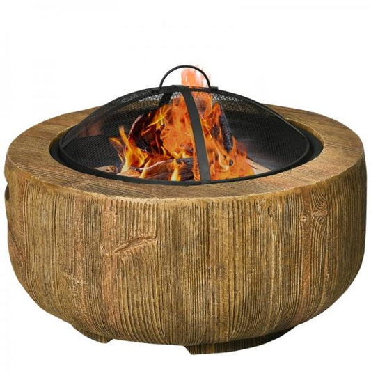 Feuerschale im Baumstumpf-Design, Funkengitter, Kohlerost, Schürhaken, Ø61,5 x 39 cm - Palo24