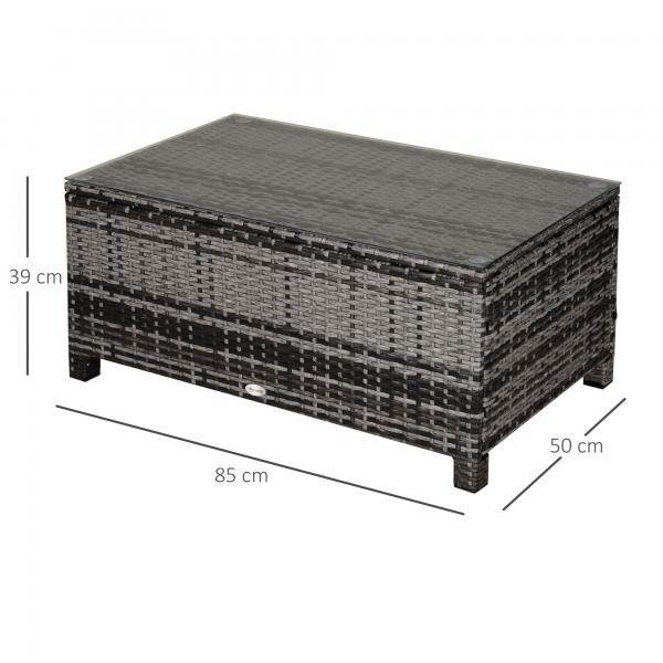 Beistelltisch Gartentisch Balkontisch Polyrattan Grau - Palo24
