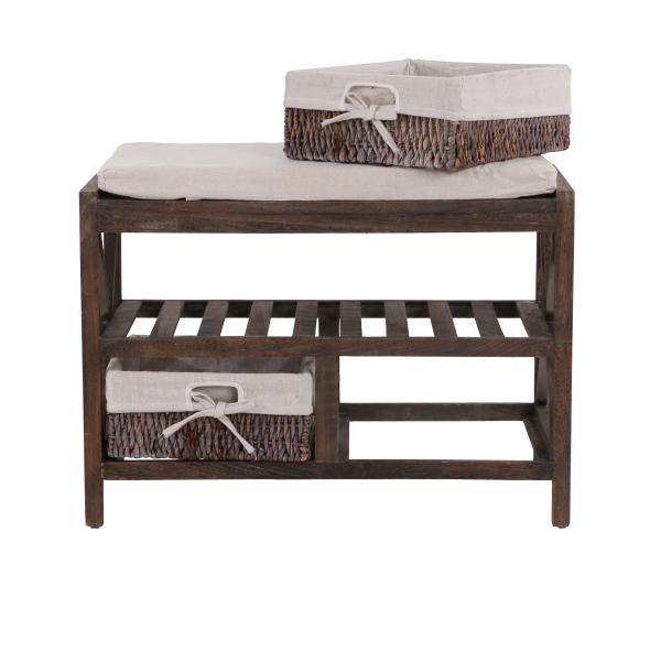 Schuhregal Sitzbank Schuhablage, Shabby-Look Vintage 45x65x34cm braun - Palo24