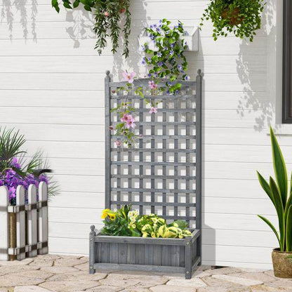 Pflanzkasten mit Rankgitter Blumenkasten Rankkasten Hellgrau - Palo24