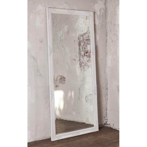 Wandspiegel Holz weiss 80x180cm mit Facettenschliff im Glas Antik Barock Stil - Palo24