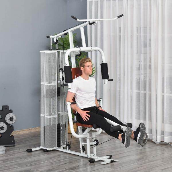 Gym Kraftstation Fitnessstation Multigym Fitnessgerät inkl. Gewichten Metall PU - Palo24