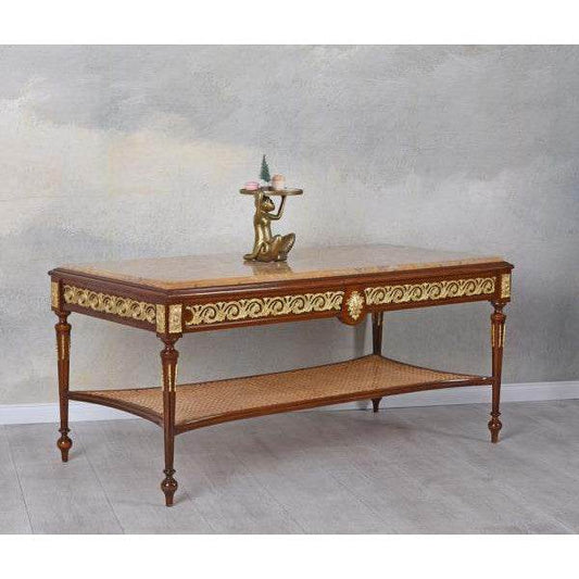 COUCHTISCH BAROCK TISCH MARMORPLATTE WOHNZIMMERTISCH ANTIK - Palo24