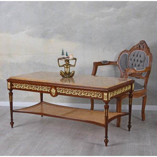 COUCHTISCH BAROCK TISCH MARMORPLATTE WOHNZIMMERTISCH ANTIK - Palo24