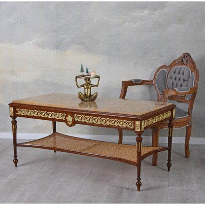 COUCHTISCH BAROCK TISCH MARMORPLATTE WOHNZIMMERTISCH ANTIK - Palo24