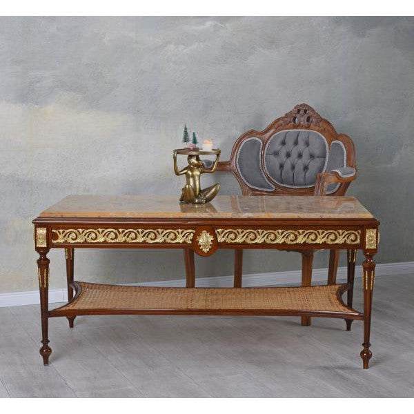 COUCHTISCH BAROCK TISCH MARMORPLATTE WOHNZIMMERTISCH ANTIK - Palo24