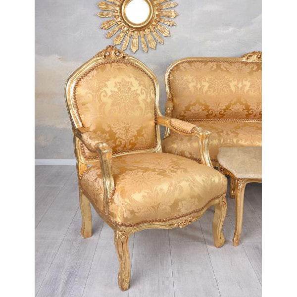 SITZGRUPPE BAROCK SALONGARNITUR SOFA & ZWEI SESSEL TISCH - Palo24