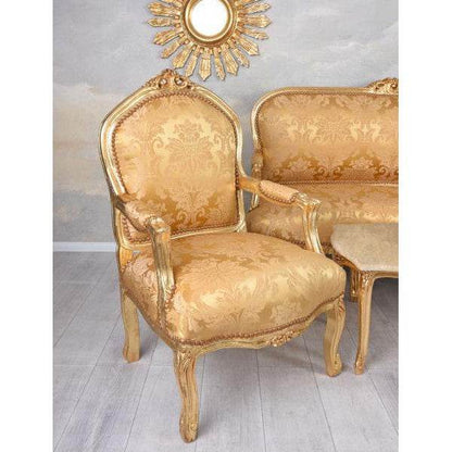 SITZGRUPPE BAROCK SALONGARNITUR SOFA & ZWEI SESSEL TISCH - Palo24