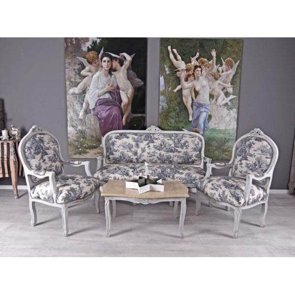 SITZGRUPPE BAROCK SALONGARNITUR SOFA & ZWEI SESSEL TISCH - Palo24