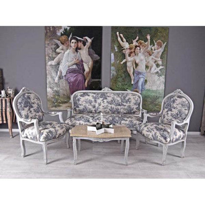 SITZGRUPPE BAROCK SALONGARNITUR SOFA & ZWEI SESSEL TISCH - Palo24