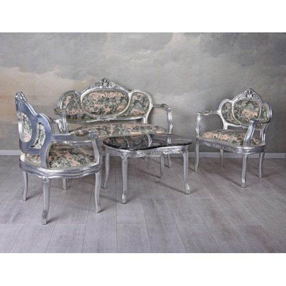 SITZGRUPPE BAROCK SALONGARNITUR SOFA & ZWEI SESSEL TISCH - Palo24