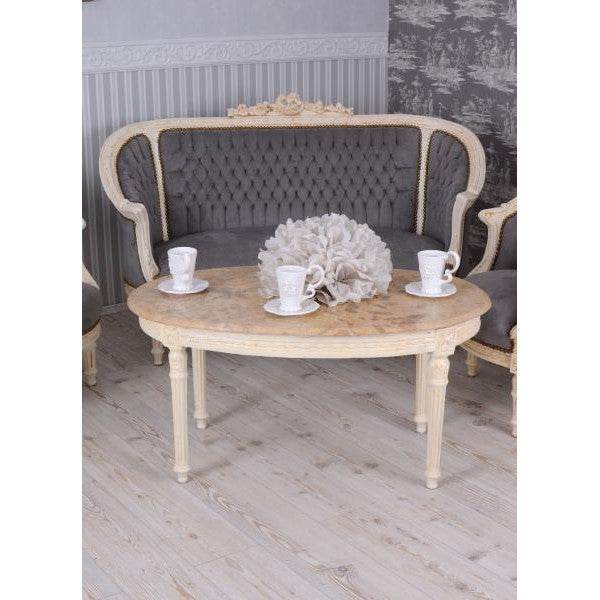 SITZGRUPPE BAROCK SALONGARNITUR SOFA & ZWEI SESSEL TISCH MARMOR - Palo24