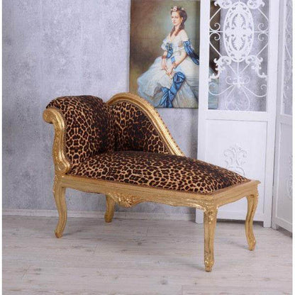 ROMANTISCHES SOFA OTTOMANE LANDHAUSSTIL SHABBY GOLD LEOPARD - Palo24