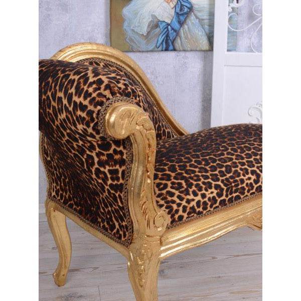 ROMANTISCHES SOFA OTTOMANE LANDHAUSSTIL SHABBY GOLD LEOPARD - Palo24