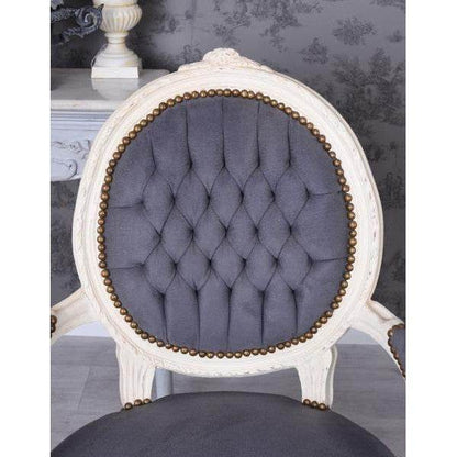 ROMANTISCHER BAROCK SESSEL IM SHABBY CHIC VINTAGE STIL CREME WEISS GRAU - Palo24