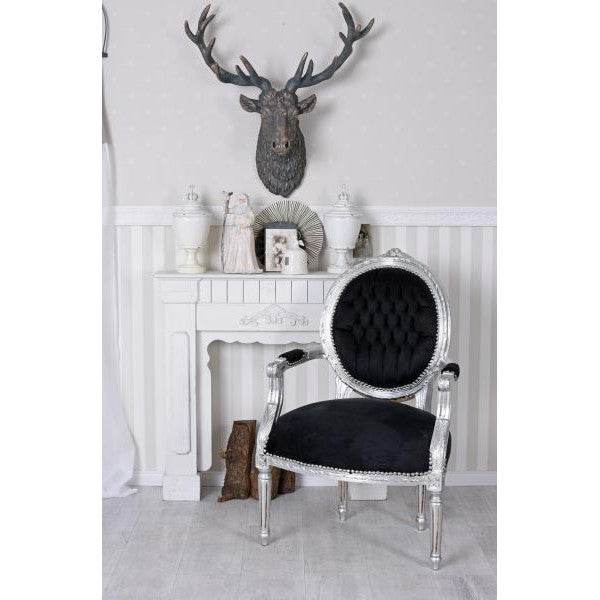 BAROCK SESSEL IM SHABBY CHIC VINTAGE STIL SILBER SCHWARZ - Palo24