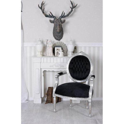 BAROCK SESSEL IM SHABBY CHIC VINTAGE STIL SILBER SCHWARZ - Palo24