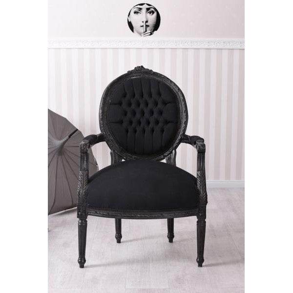 BAROCK SESSEL IM SHABBY CHIC VINTAGE STIL SCHWARZ/DUNKELGRAU - Palo24