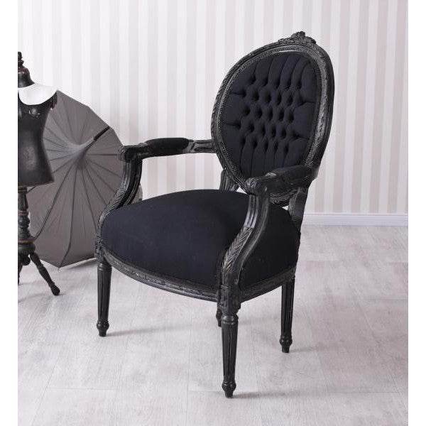 BAROCK SESSEL IM SHABBY CHIC VINTAGE STIL SCHWARZ/DUNKELGRAU - Palo24