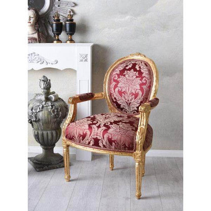 Königlicher Medaillon Sessel Barockstil Rot Gold - Palo24