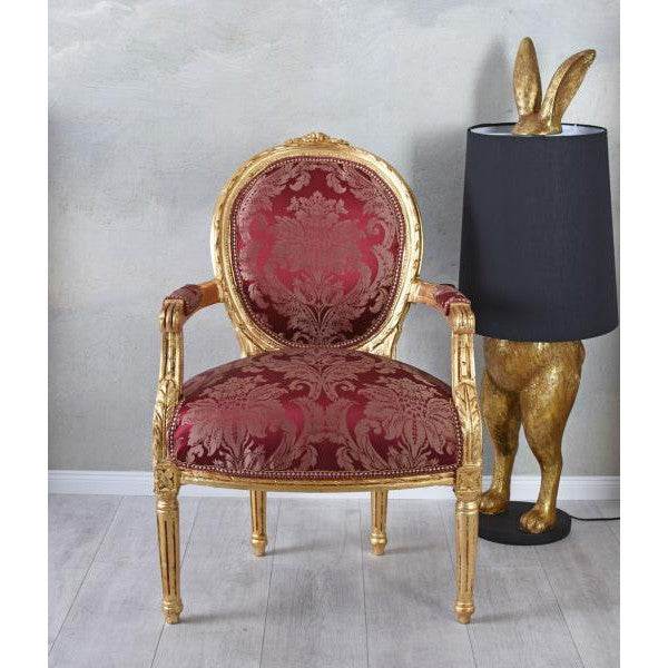 Königlicher Medaillon Sessel Barockstil Rot Gold - Palo24