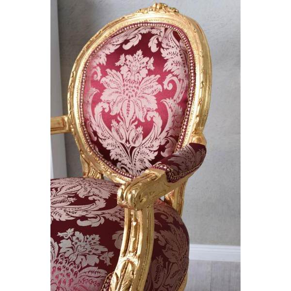 Königlicher Medaillon Sessel Barockstil Rot Gold - Palo24